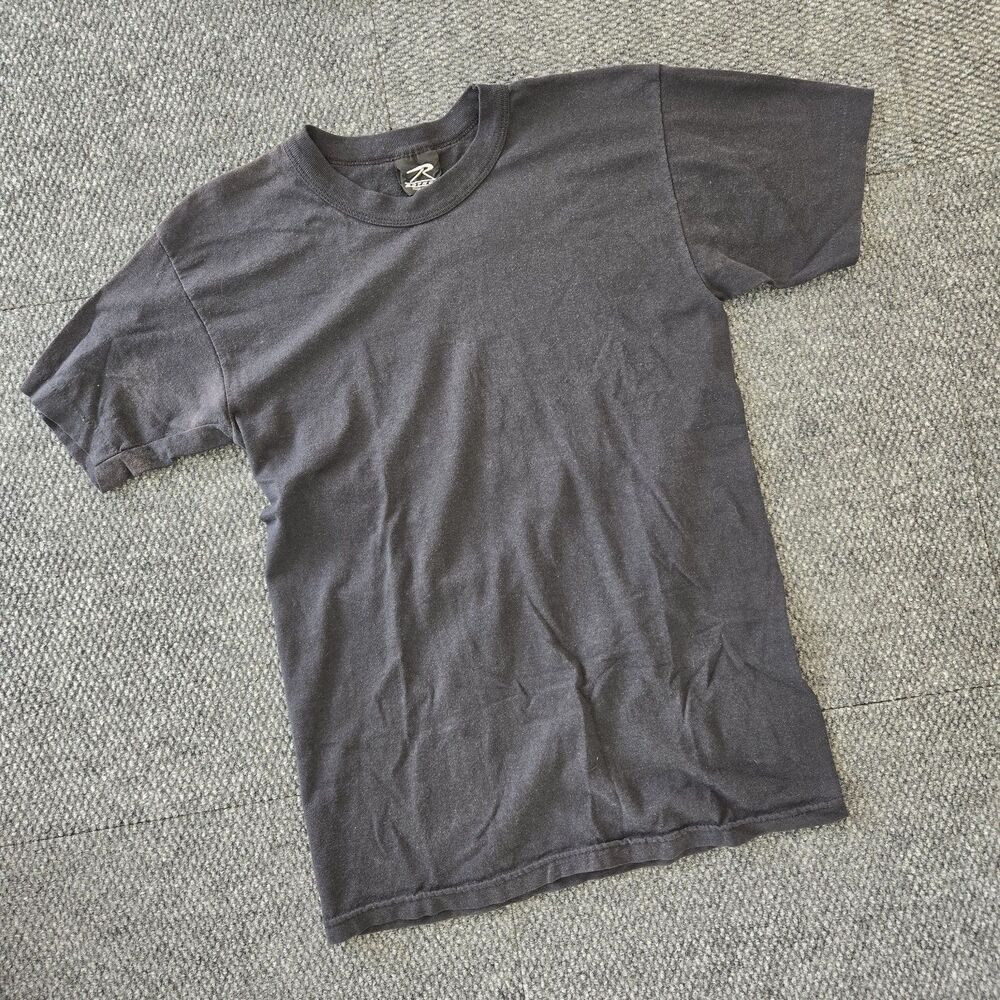 Vintage Rothco Washed Black Single Stitch Blank T Shirt 80s 90s Size M Made USA